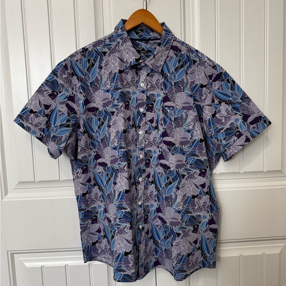 Apt. 9 Floral Blue and Purple Men's Shirt